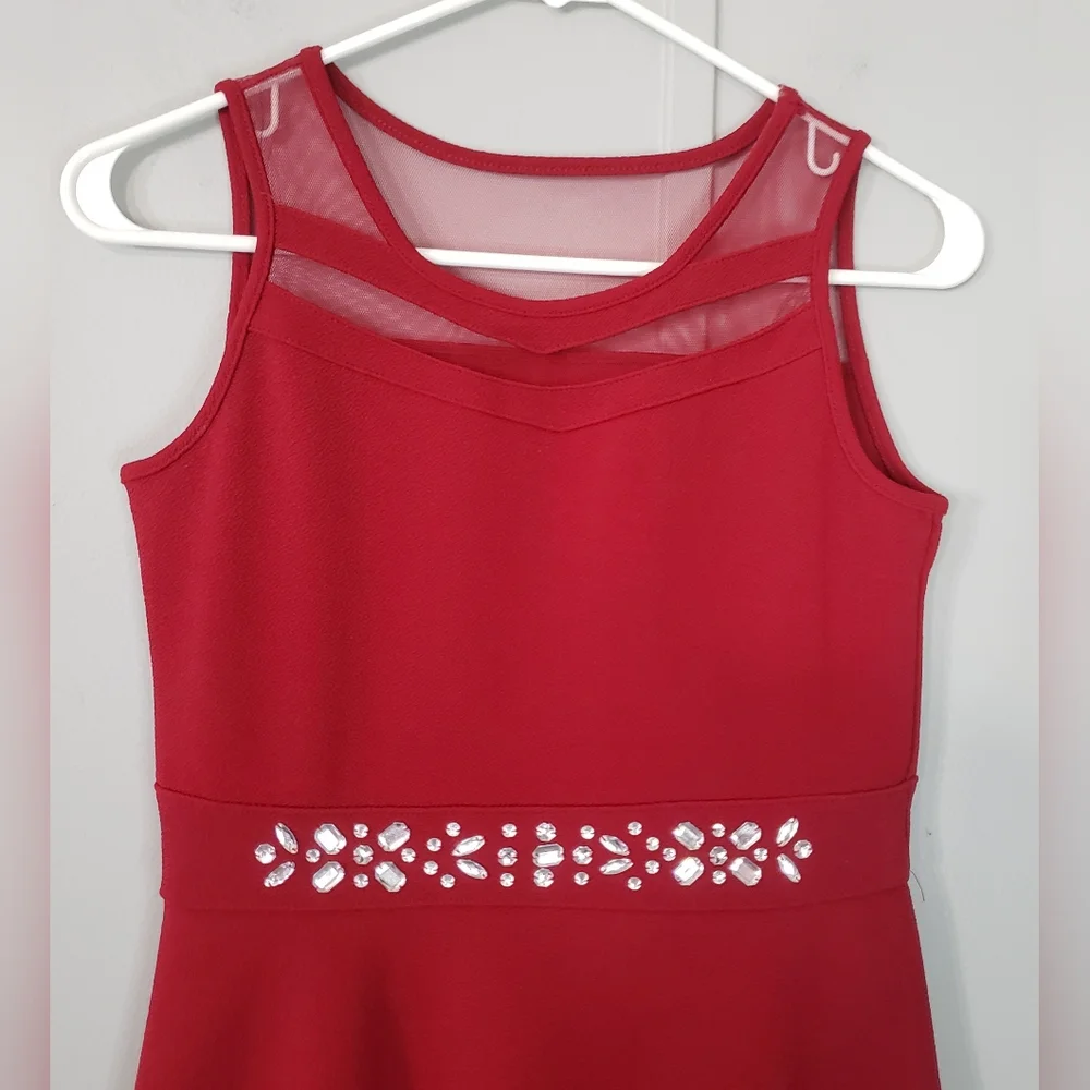The Children's Place Red Sleeveless Fit & Flare Embellished Dress
